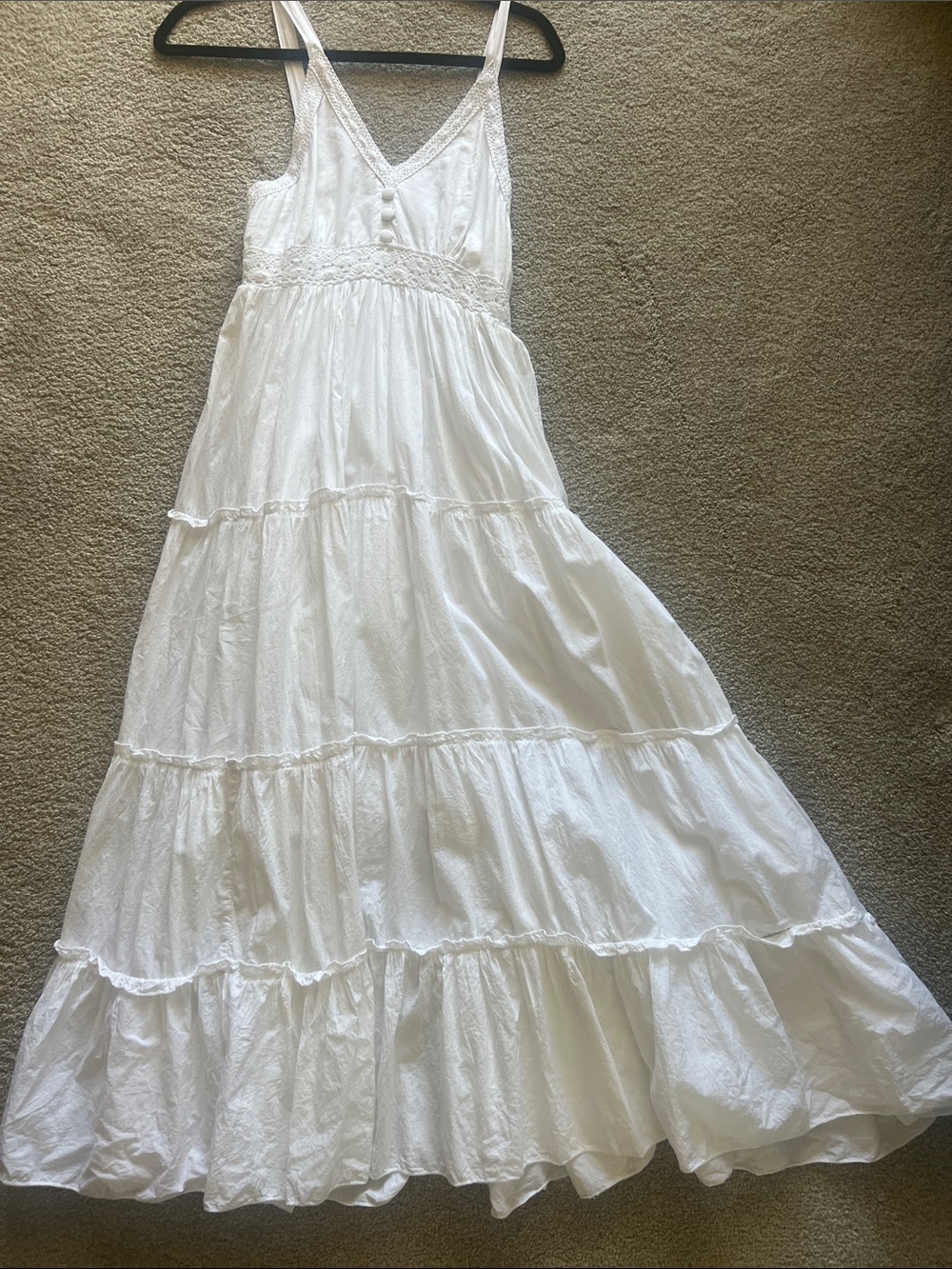 White V-Neck Tiered Maxi Dress - Lightweight Summer Style